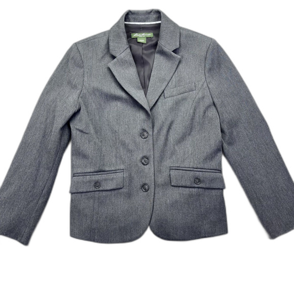 Eddie Bauer Blazer Women's Size 2 Black and White Herringbone Single Breast - Picture 1 of 15